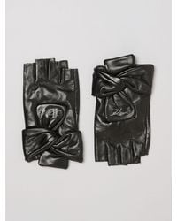 KARL LAGERFELD - Smooth Goat Leather Gloves With Monogram And Bow - Lyst