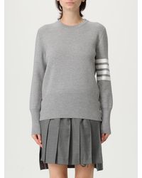 Thom Browne - Woll-Rundhalspullover Mit 4-Bar-Streifen - Lyst
