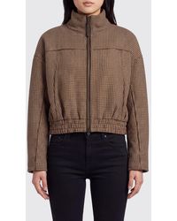 Brunello Cucinelli - Houndstooth Virgin Wool Bomber Jacket With High Neck - Lyst