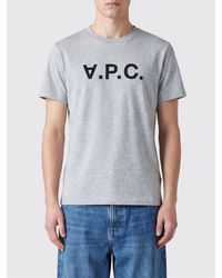 A.P.C. - Slim Fit Cotton T-Shirt With Contrasting Logo - Lyst