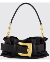 Balmain - Anthem Ruched Smooth Leather Shoulder Bag With Logo Buckle - Lyst