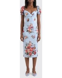 Dolce & Gabbana - Dolce &Amp Gabbana Floral Print Stretch Silk Midi Dress - Lyst