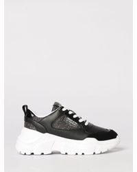 Versace Jeans Couture - Leather And Lurex Mesh Sneakers - Lyst