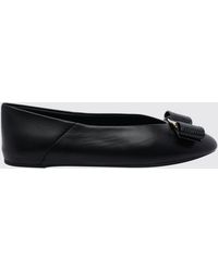 Ferragamo - Vara Calfskin Ballet Flats With Iconic Bow - Lyst