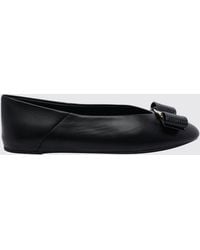 Ferragamo - Vara Calfskin Ballet Flats With Iconic Bow - Lyst
