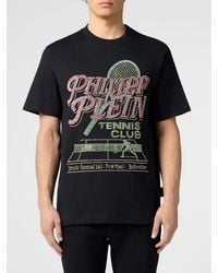 Philipp Plein - Tennis Club Cotton T-Shirt With Rhinestone Embroidered Logo - Lyst