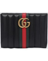 Gucci - Gg Marmont Quilted Lambskin Wallet With Logo - Lyst