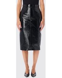 Lanvin - High-Waisted Coated Cotton Long Pencil Skirt With Back Slit - Lyst