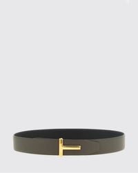 Tom Ford - T Icon Reversible Hammered Leather Belt With Monogram Buckle - Lyst
