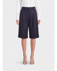 Tagliatore - High-Waisted Virgin Wool Tailored Bermuda Shorts - Lyst