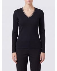 Fabiana Filippi - Long-Sleeved V-Neck T-Shirt - Lyst