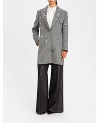Twinset - Single-Breasted Short Wool-Blend Coat With Sequin Embroidery - Lyst