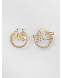 Elisabetta Franchi - Brass Earrings With Set Rhinestones - Lyst