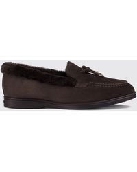 Doucal's - Loafer Aus Veloursleder Mit Shearling-Futter - Lyst