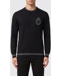 Billionaire - Wool Blend Crewneck Jumper With Embroidered Logo And Ribbed Trims - Lyst