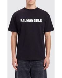 Palm Angels - Short-Sleeved Cotton T-Shirt With Contrast Logo On The Neck - Lyst