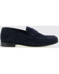 Jimmy Choo - Ellis Suede Penny Loafers With Metallic Monogram Hardware - Lyst