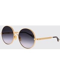 Chloé - Chlo&Eacute Metal Sunglasses With Rounded Frame And Metal Bridge - Lyst