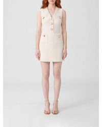 Self-Portrait - Off-The-Shoulder V-Neck Tweed Midi Cocktail Dress - Lyst