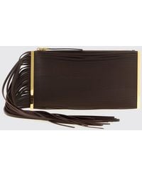 Elisabetta Franchi - Nappa Leather Clutch With Fringes - Lyst