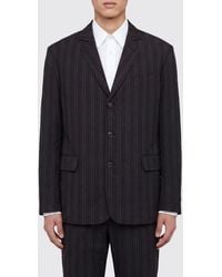 Ferragamo - Pinstriped Linen Blend Single-Breasted Blazer - Lyst
