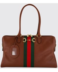 Gucci - Calfskin Leather Shoulder Bag With Horsebit Detail And Web Stripe - Lyst