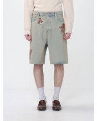 Drole de Monsieur - Cotton Denim Bermuda Shorts With Floral Embroidery - Lyst