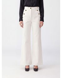 Max Mara - High-Waisted Cotton Flare Trousers With Patch Pockets - Lyst