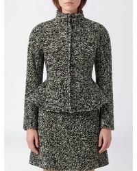Alberta Ferretti - Chaqueta Corta De Mezcla De Lana Virgen Con Cuello Alto Y Volantes - Lyst