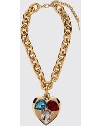 Alessandra Rich - Tone Brass Choker Necklace With Crystal Heart Pendant - Lyst