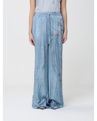 Pinko - Cotton Palazzo Trousers With Jewel Print - Lyst