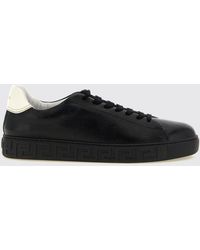 Versace - Greca Calfskin Sneakers With Laminated Logo On The Back - Lyst