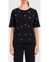 Twinset - Cotton T-Shirts With Eyelets And Rhinestones - Lyst