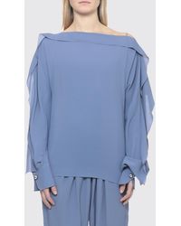 Lanvin - Silk Blend Blouse With Ruffles - Lyst
