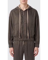 Ziggy Chen - Chaqueta Cortavientos Con Capucha De Algodón Cupro Con Bolsillo Canguro - Lyst