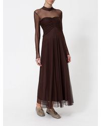 Twinset - Long-Sleeved Tulle Evening Gown With Crew Neck - Lyst