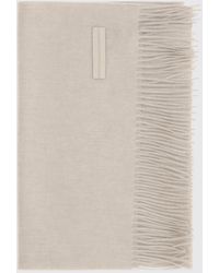 ZEGNA - Rectangular 100% Cashmere Scarf With Fringed Hem And Logo - Lyst