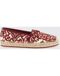 Dolce & Gabbana - Dolce &Amp Gabbana Majolica Print Cotton Espadrilles With Jute Sole - Lyst