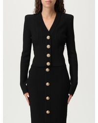 Balmain - Cardigan A V Con Bottoni Metallici - Lyst