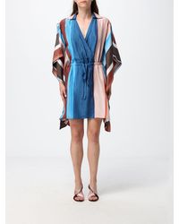 Fendi - Striped Silk Mini Kaftan With A Drawstring Waist - Lyst