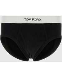 Tom Ford - Stretch Cotton Briefs With Logo Waistband - Lyst