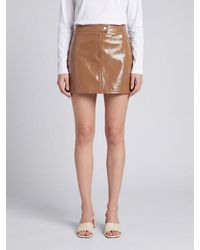 Courreges - Courr&Egrave	Ges Embroidered Logo Coated Cotton Pencil Mini Skirt - Lyst