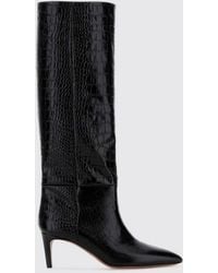 Paris Texas - Croc-Effect Leather Knee-High Boots With Stiletto Heel - Lyst