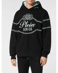 Philipp Plein - Relaxed Fit Cotton Hoodie With Embroidered Logo - Lyst
