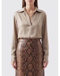 Tom Ford - V-Neck Silk Blouse With Long Dropped-Shoulder Sleeves - Lyst