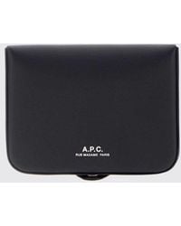 A.P.C. - Josh Bifold Smooth Leather Card Holder With Laminated Logo - Lyst