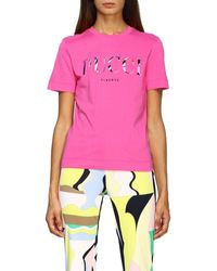 Emilio Pucci Short-sleeved T-shirt With Maxi Logo - Pink
