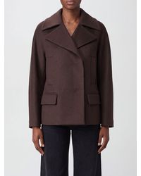 FEDERICA TOSI - Short Double-Breasted Wool And Cashmere Coat With Lapels - Lyst