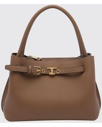 Tod's - Small Grained Leather Shoulder Bag With T Timeless Logo - Lyst