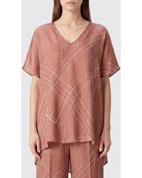 Alysi - Graphic Print Pure Silk V-Neck Blouse - Lyst
